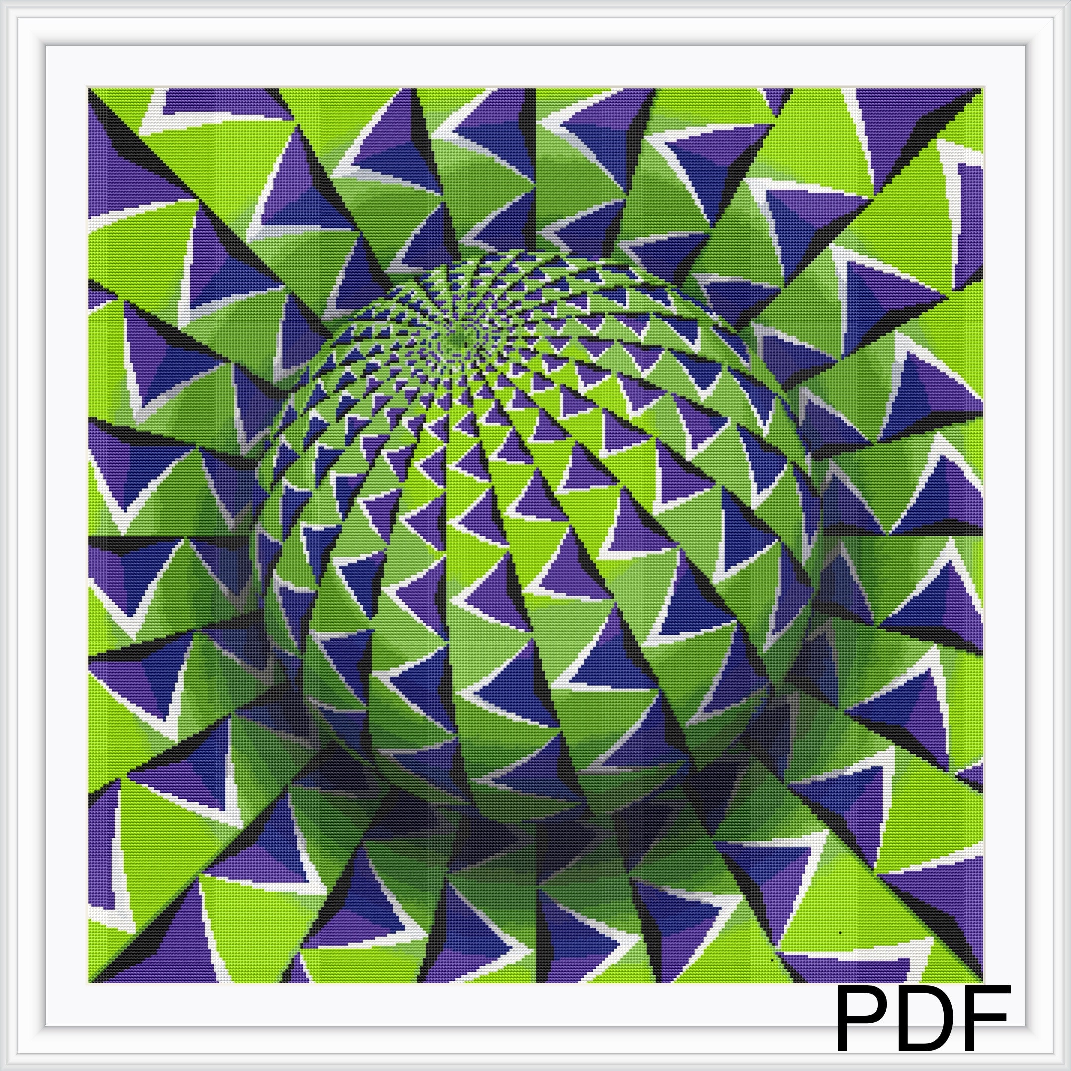 Optical Illusion Cross Stitch Pattern, Rotating Sphere