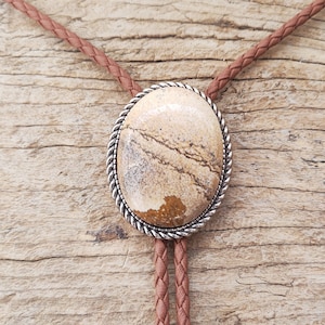 Sandpainting Stone Bolo Tie - Western Cowboy Necktie