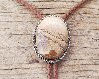 Sandpainting Stone Bolo Tie - Western Cowboy Necktie