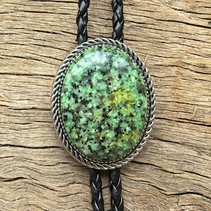 Groene granieten bolo-stropdas: verzilverde westerncowboy-stropdas