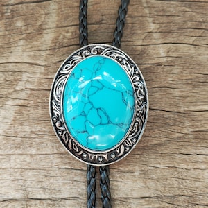 Turquoise stropdas: verzilverde western-cowboystropdas