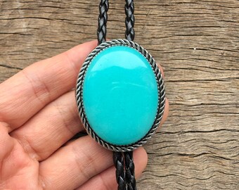 Bolo-das van natuurlijk hemelsblauw beril: verzilverde westerncowboyketting