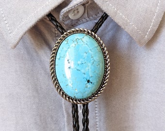 Natur Türkis Bolo Tie - Western Cowboy Krawatte, PU-Leder