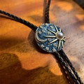 Pearl Sun Moon & Stars Bola Tie Bolo Tie - Leather Rope Wedding Necklace - Native American Style Necktie