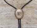 Golden Initial Bolo Tie - Western Cowboy Necklace, Silver-Plated Alloy