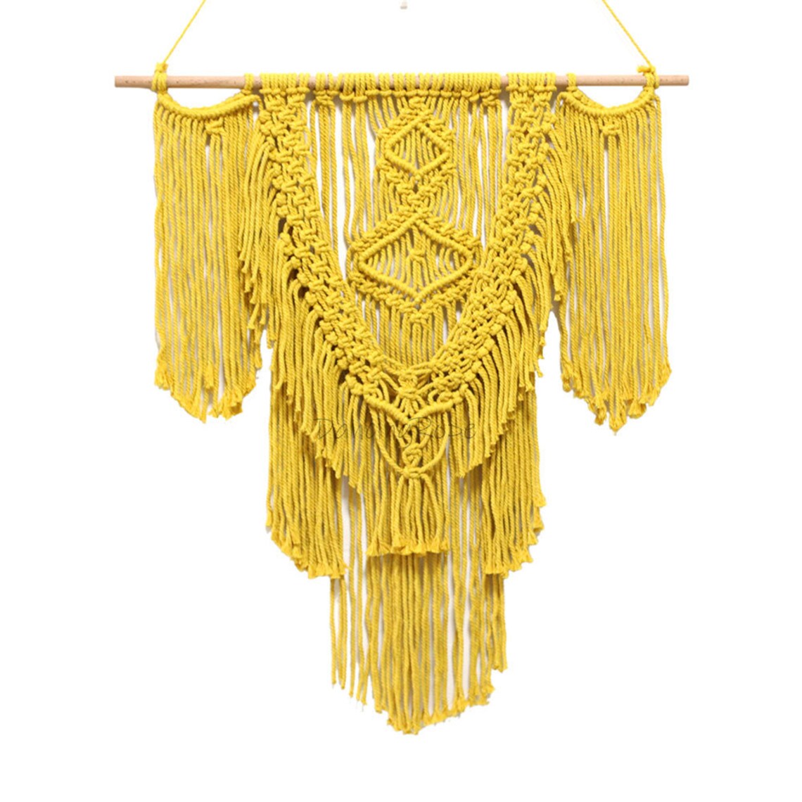 27 x 31 Yellow Macrame Wall Hanging w/ Tassels Etsy