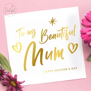 Biglietto per la festa della mamma, Regalo per la festa della mamma, Biglietto per la festa della mamma felice, Biglietto per la festa della mamma, Ricordo, Alla mia bellissima mamma, Oro, Argento, Oro rosa