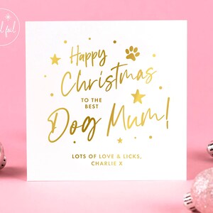 Buon Natale mamma cane, papà gatto, mamma cane, papà cane, Buon Woofmas, biglietto di Babbo Natale, miglior papà cane personalizzato, biglietto di Natale dal cane