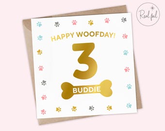 Personalised Dog Birthday Card – Happy Woofday Card with Name & Age, Custom Pet Birthday Card, Funny Dog Lover Gift, Puppy Party Card