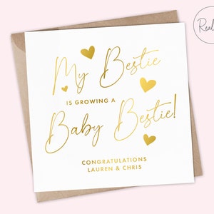 Mijn Bestie is zwanger-kaart, zwangerschapskaart voor mama-to-be, ouders als zwangerschapskaart, mama-to-be-kaart, babymeisje, babyjongen, echte folie