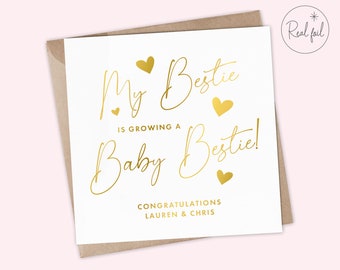 My Bestie Is Pregnant Card, Pregnancy Card For Mummy To Be, Parents To Be Pregnancy Card, Mummy-To-Be Card, Baby Girl, Baby Boy, Real Foil