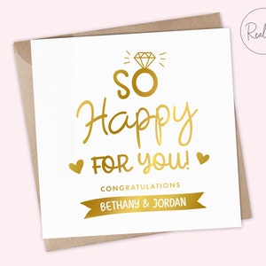 Carte de fiançailles personnalisée - Tellement heureux pour vous, Félicitations pour vos fiançailles, Souhaits de fiançailles, carte de couple heureux, souvenir mignon