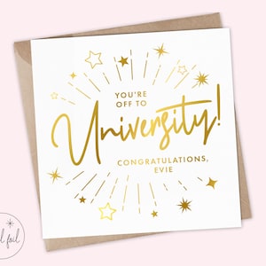 Tessera per l'Università, Congratulazioni personalizzate per l'università, Segnaposto universitario, Orgoglioso di te, Esami, Real Foil, Ricordo