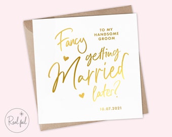 ファンシーな結婚カード、新郎への結婚式の日カード、花嫁への結婚式の日カード、記念品、ホイル、ローズゴールド、ゴールド、シルバー、記念品