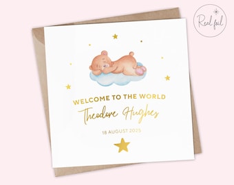Carte de naissance personnalisée, carte de bienvenue dans le monde, carte de nouveau-né, carte de bébé garçon, carte de bébé garçon, souvenir, carte de félicitations de bébé