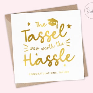 La borla valió la pena la molestia - Tarjeta de felicitación de graduación, Orgulloso de ti, Exámenes, Lámina real, Recuerdo, Arco iris, Oro rosa, Oro, Lámina de plata