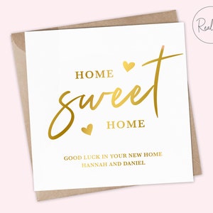 Home Sweet Home - Carte de félicitations pour la nouvelle maison - Carte de déménagement, Carte de pendaison de crémaillère, Happy New Home, New House - Souvenir, Feuille métallique
