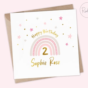 Personalised Happy Birthday Card, 1st, 2nd, 3rd, 4th Birthday, Baby, Keepsake, Birthday Card, Real Metallic Foil, Gold, Silver and Rose Gold