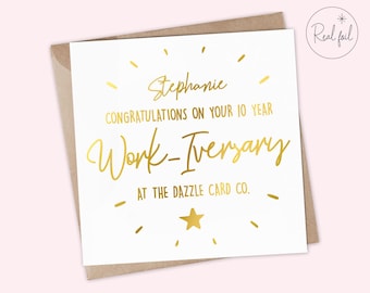 Personalised Work Anniversary Card, Colleague Work-Iversary Card, Colleague Celebration Card, Boss Card, Employee Milestone Card, Keepsake