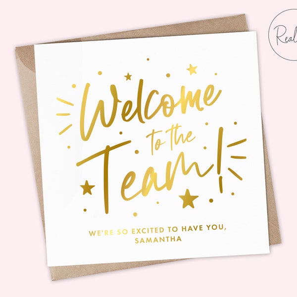 Personalised Welcome to the Team Card, New Apprentice, New Colleague, New Team Member, Keepsake Card, Real Metallic Foil Greeting Card