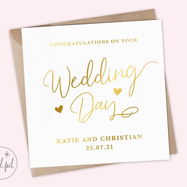 Personalised Wedding Day Card - Happily Ever After - Congrats, Congratulations, To The Happy Couple Card, Real Foil, Keepsake, Congrats Card