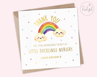 Personalised Thank You Nursery Card from Child, Custom Name & Nursery, Keyworker Appreciation Card, End of Term Card, Carers, Key Worker
