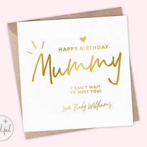 Feliz cumpleaños mamá/papá, tarjeta de Baby Bump, mamá/papá para ser tarjeta del día de cumpleaños, tarjeta de embarazo, regalo de mamá/papá, tarjeta linda, corazón, recuerdo