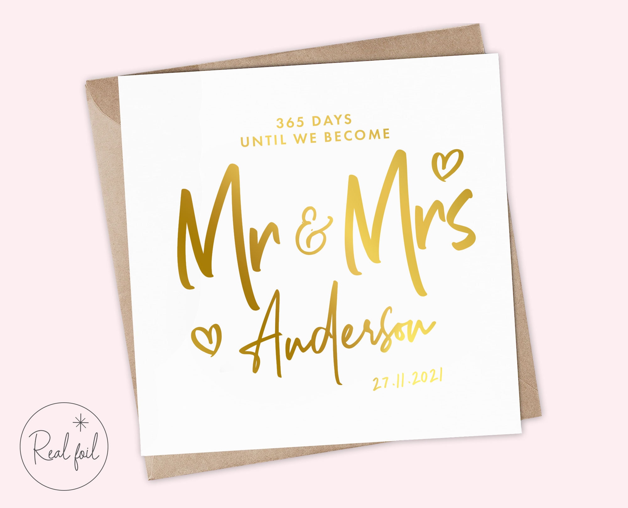 Wedding Countdown Card One Year Until We Are Married One Etsy
