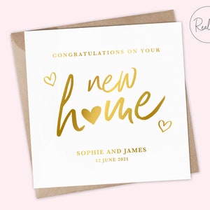 Carte de félicitations pour une nouvelle maison - Carte de déménagement, Carte de pendaison de crémaillère, Happy New Home, Home Sweet Home, Nouvelle maison - Souvenir, feuille métallique