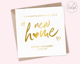 Tarjeta de felicitación para el nuevo hogar - Tarjeta de mudanza a casa, tarjeta de inauguración de la casa, feliz nuevo hogar, hogar dulce hogar, nueva casa - recuerdo, lámina metálica