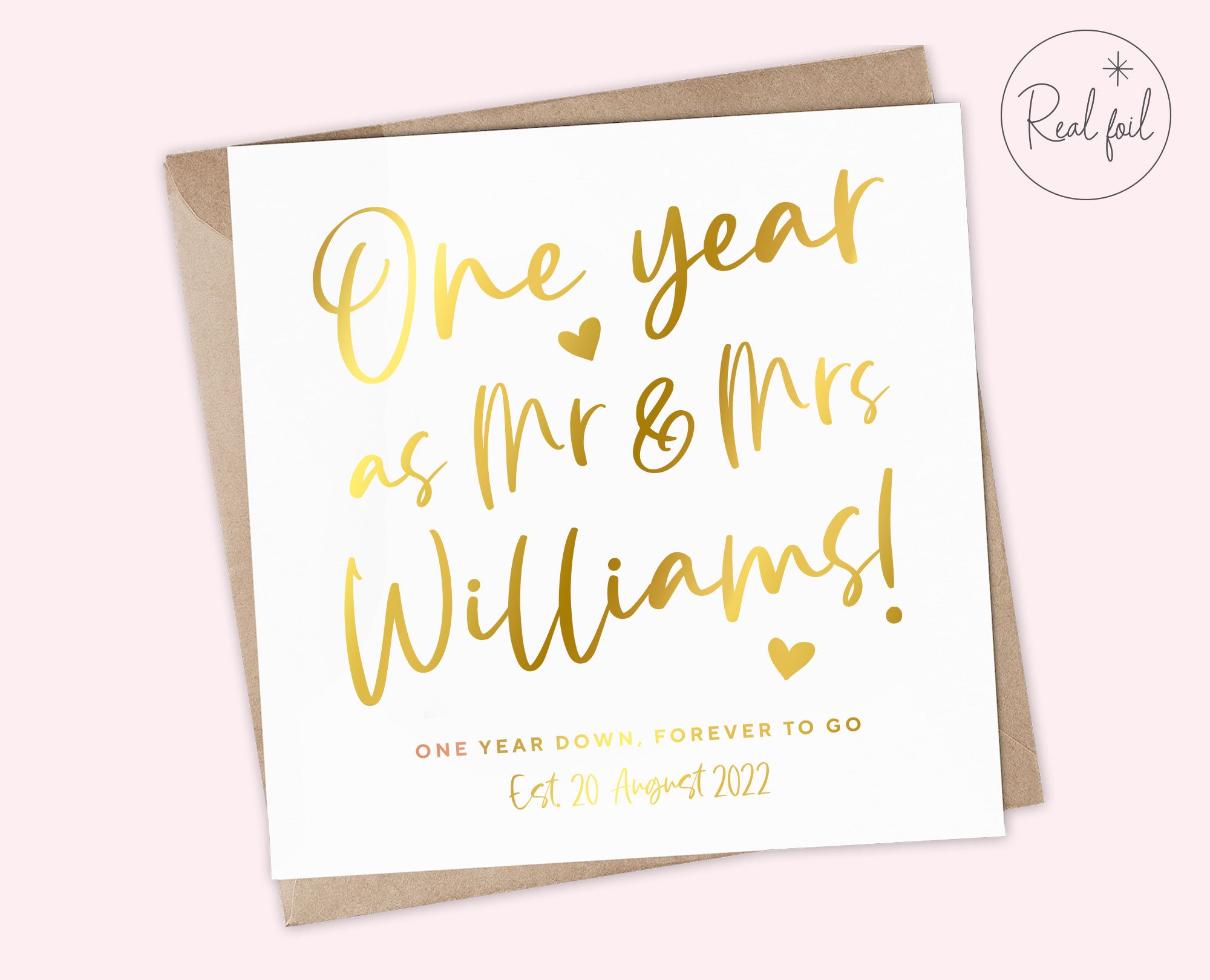 Anniversary Card, 365 Days as Mr & Mrs, One Year Wedding