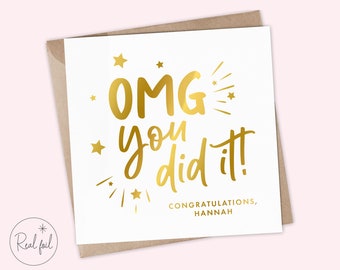 You Did It Card, Personalised You Did It Card, Congrats Card, New Job Card, Job Interview Card, Exams Card, Well Done Card, Keepsake, Foil