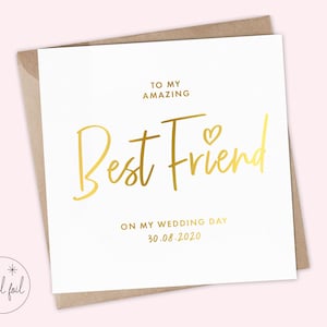 Personalisiert an meinen besten Freund auf meiner Hochzeitstagskarte, personalisiert, echte Metallfolie, Gold, Silber und Rose Gold Karte, niedlich, Andenken