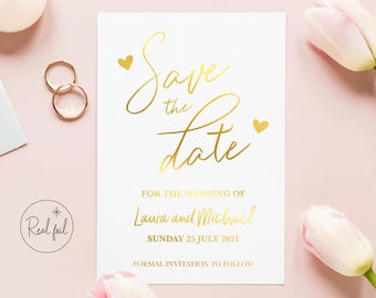 Foil Save the Date Card, Postcards, Foil Save Our Date Card, Gold Foil, Rose Gold Foil, Silver Foil, Custom Save our Date, Change the date