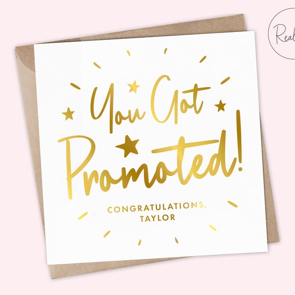 Personalised You Got Promoted Card, Promotion Card, New Job card, Congratulations Card, Exciting Times Card, Rose Gold, Gold, Rainbow Foil