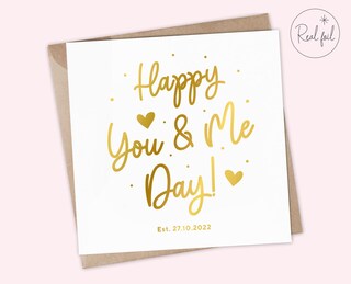 Biglietto D'Anniversario Romantico "You And Me" 145x145 Mm, Carta Di Qualità 350 G/m² Con Busta Di Lusso, Ideale Per Coppie, Fidanzati, Marito E Moglie