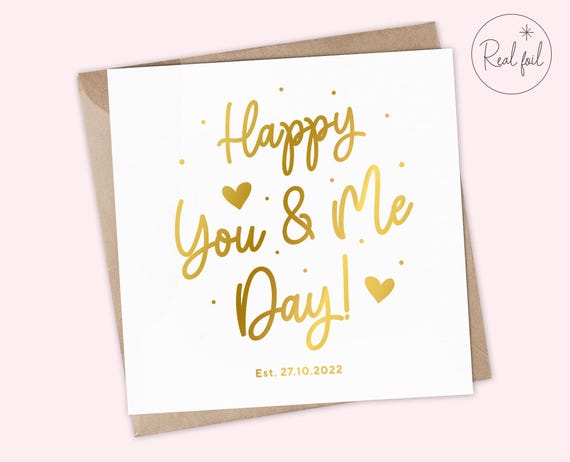 Biglietto D'Anniversario Romantico "You And Me" 145x145 Mm, Carta Di Qualità 350 G/m² Con Busta Di Lusso, Ideale Per Coppie, Fidanzati, Marito E Moglie