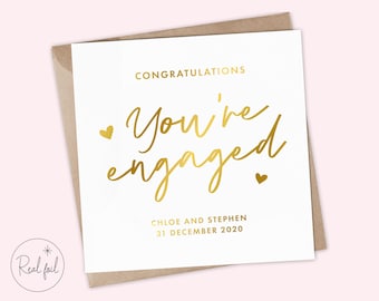 Personalised Foil Engagement Card - Gold, Silver and Rose Gold Card - Engaged Card - You're Engaged Card - Engagement Congratulations Card