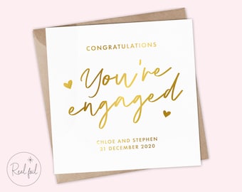 Tarjeta de compromiso de lámina personalizada - Tarjeta de oro, plata y oro rosa - Tarjeta comprometida - Tarjeta de compromiso - Tarjeta de felicitación de compromiso