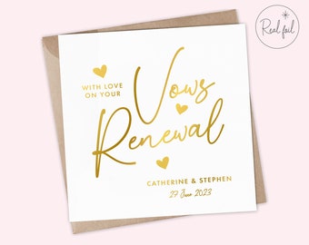 Vow Renewal Card, Wedding Vow Card, Wedding Renewal Vow Card, Card for Wedding Vow Renewal, Renewing Vows Cards, Real Gold Foil, Foiled Card