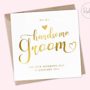 Cartão de casamento do noivo em folha de ouro - Cartão personalizado para futuro marido - Cartão de casamento do noivo - Para meu marido no dia do casamento - Folha real