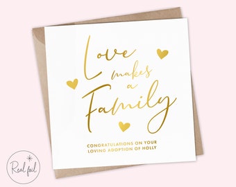 Personalisierte Adoptionskarte, liebevolle Adoptionskarte, Glückwünsche zu Ihrer Adoptionskarte, Gotcha Day, Gold, Rosegold, Regenbogen, Silberfolie