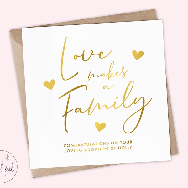 Personalised Adoption Card, Loving Adoption Card, Congratulations on your adoption card, Gotcha Day, Gold, Rose Gold, Rainbow, Silver Foil