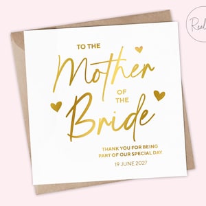 Cartão personalizado para a mãe da noiva - Cartão para a sogra - Cartão para a mãe do casamento - Cartão para a mãe da noiva, cartão para o dia do casamento da noiva para a mãe