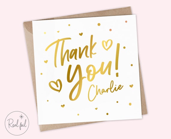 Personalised Thank You Card, Keepsake, Thankful Card, Thanks Card, Show appreciation Card, Metallic Foil, Gold, Silver and Rose Gold
