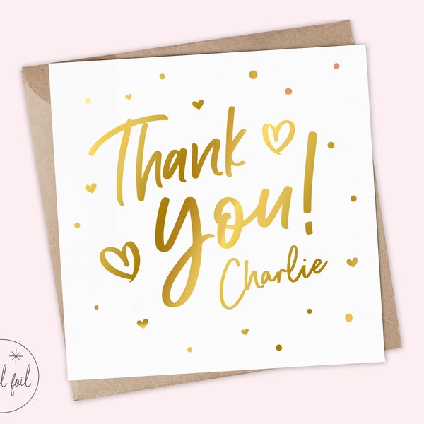 Personalised Thank You Card, Keepsake, Thankful Card, Thanks Card, Show appreciation Card, Metallic Foil, Gold, Silver and Rose Gold