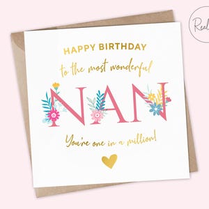 Tarjeta de Feliz Cumpleaños a la Nan Más Maravillosa - Tarjeta de Cumpleaños para Abuela, Nana, Niñera - Linda, Tarjeta de Felicitación para Ella, Tarjeta de Cumpleaños Nan