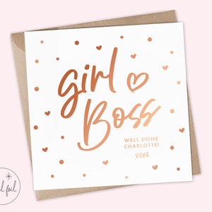 Gepersonaliseerde Girl Boss Card, Well Done Card, geslaagd voor examenkaart, felicitatiekaart, feminismekaart, offertekaart, nieuwe taakkaart, veel geluk
