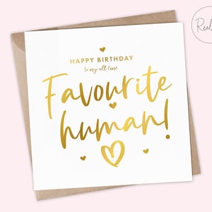 Carte personnalisée joyeux anniversaire à mon humain préféré, carte pour femme, carte pour mari, carte d'anniversaire pour lui, carte d'anniversaire pour elle
