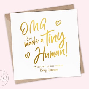 Tarjeta de bebé nueva personalizada, tarjeta humana pequeña, tarjeta de bienvenida al mundo, recién nacido, tarjeta de niña, tarjeta de niño, recuerdo, lámina real, lindo